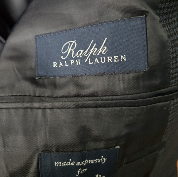 Ralph by Ralph Lauren Navy Blue Wool Houndstooth Men's Blazer - Picture 2 of 5